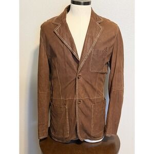 Milestone SHEEP LEATHER "MAJOR"Brown Distressed Lightweight Blazer Jacket Mens M
